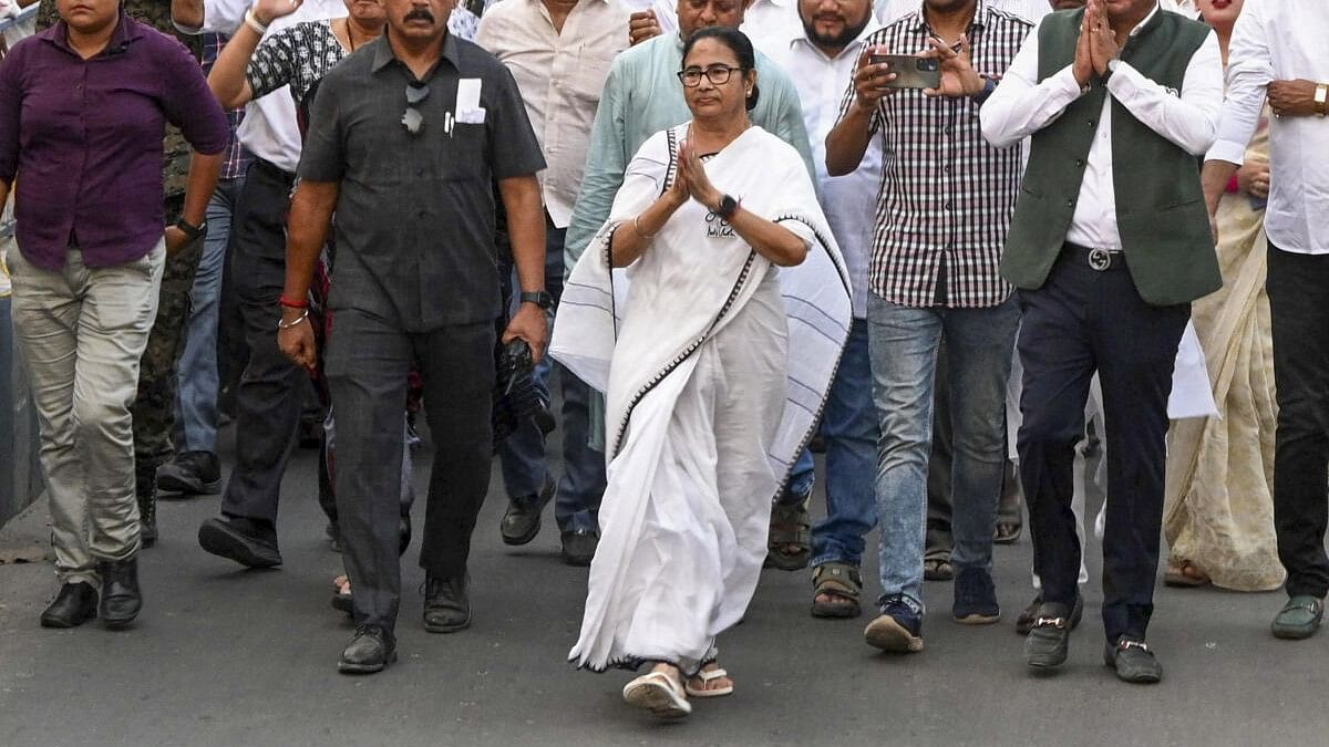 <div class="paragraphs"><p>West Bengal Chief Minister and TMC supremo Mamata Banerjee during a roadshow.</p></div>