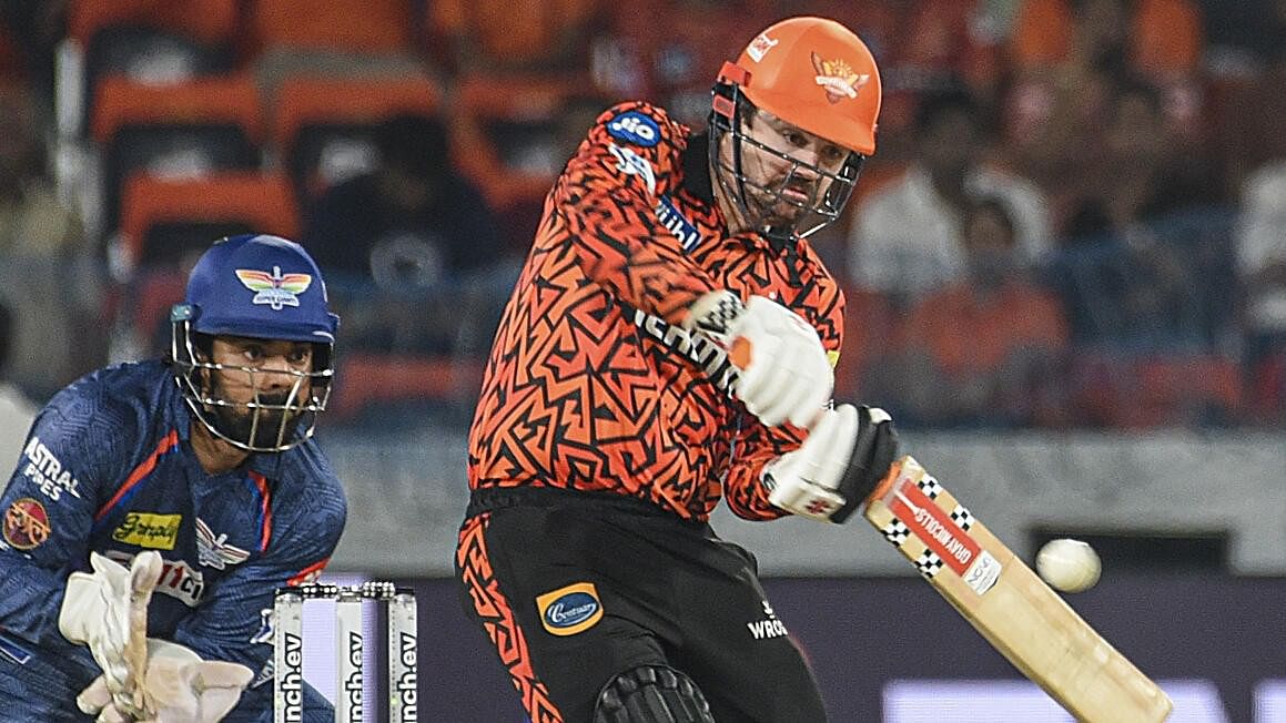 <div class="paragraphs"><p>Sunrisers Hyderabad's Travis Head plays a shot during an Indian Premier League (IPL) 2024 T20 cricket match between Sunrisers Hyderabad and Lucknow Super Giants, at the Rajiv Gandhi International Stadium, Uppal, in Hyderabad.</p></div>