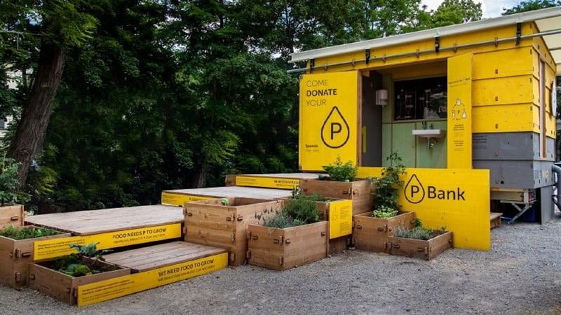 <div class="paragraphs"><p>P-BANK, a demonstration public toilet, where people can donate their urine for the recovery of phosphorous for reuse as garden fertilizer, on the campus of Bauhaus University Weimar in Germany in 2019.</p></div>