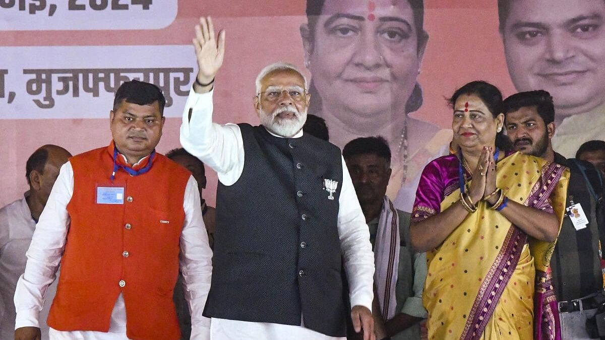 <div class="paragraphs"><p>Prime Minister Narendra Modi during a public meeting for Lok Sabha elections, in Muzaffarpur, Bihar, Monday, May 13, 2024.</p></div>