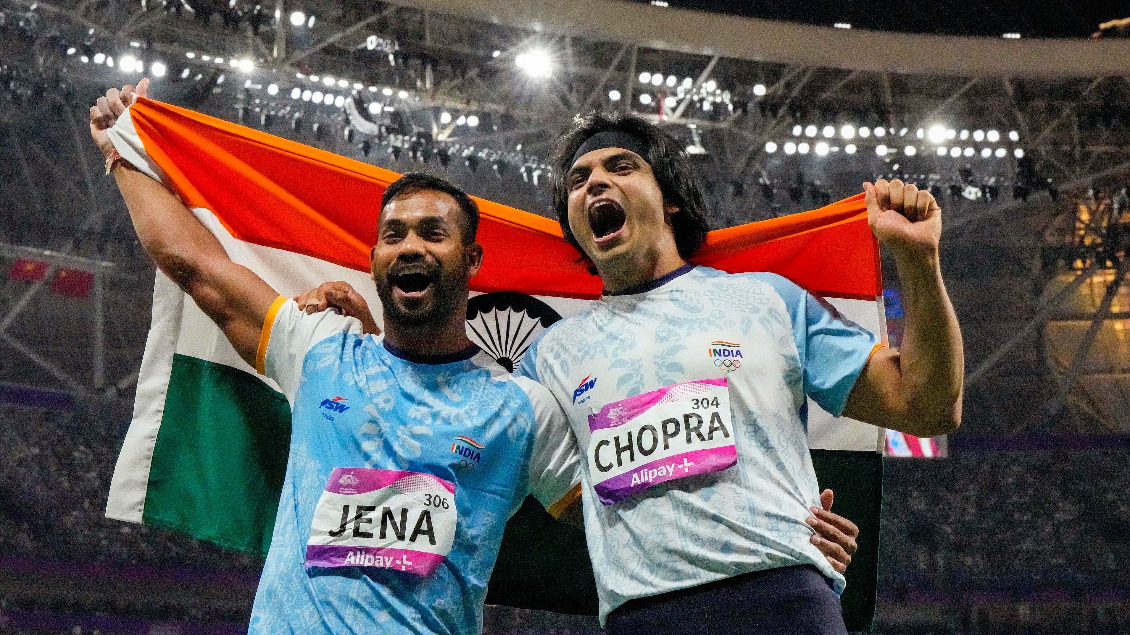 <div class="paragraphs"><p> Indian athletes Neeraj Chopra and Kishore Jena.</p></div>