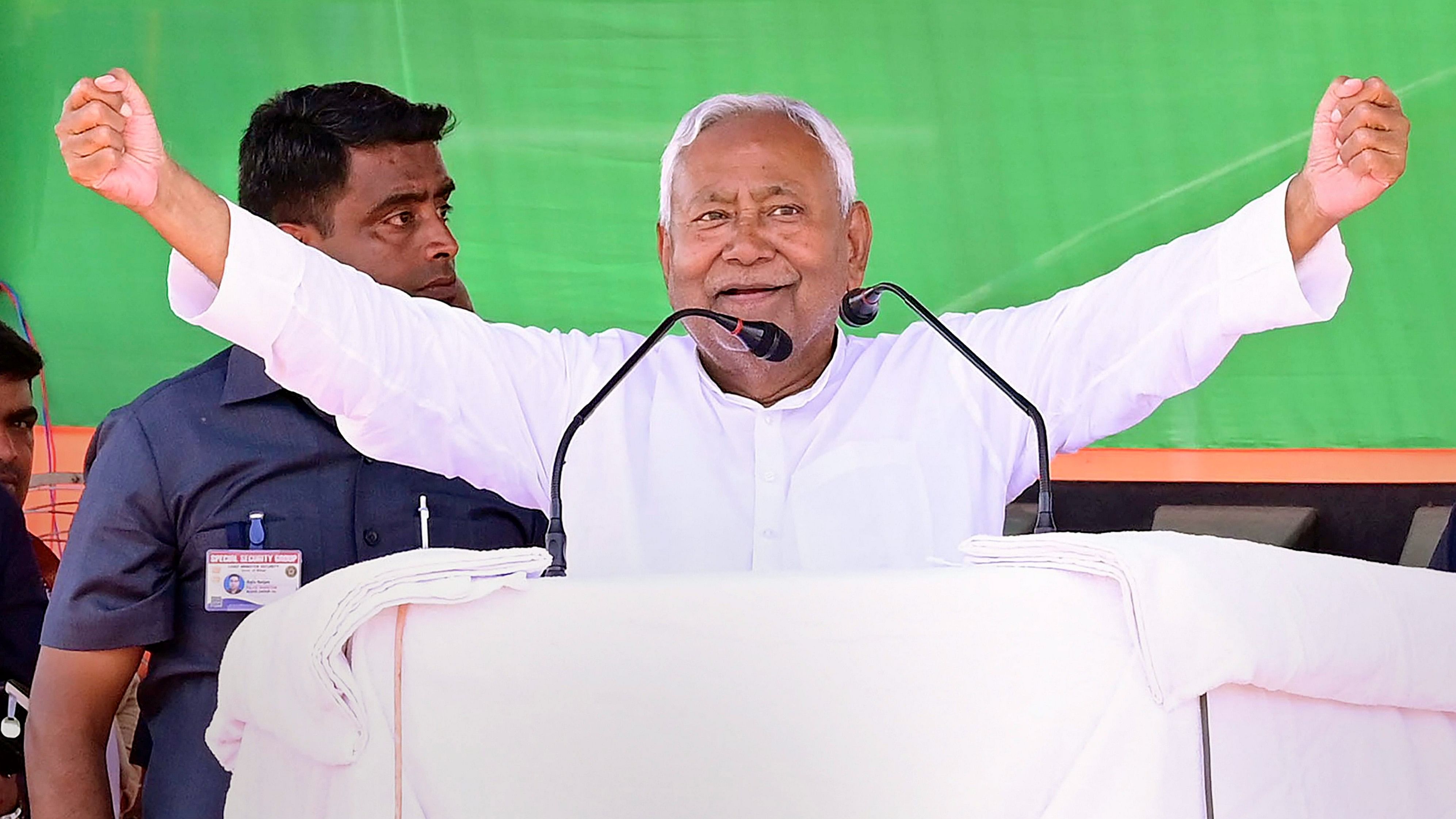 <div class="paragraphs"><p>Bihar Chief Minister Nitish Kumar addresses during a public meeting.</p></div>