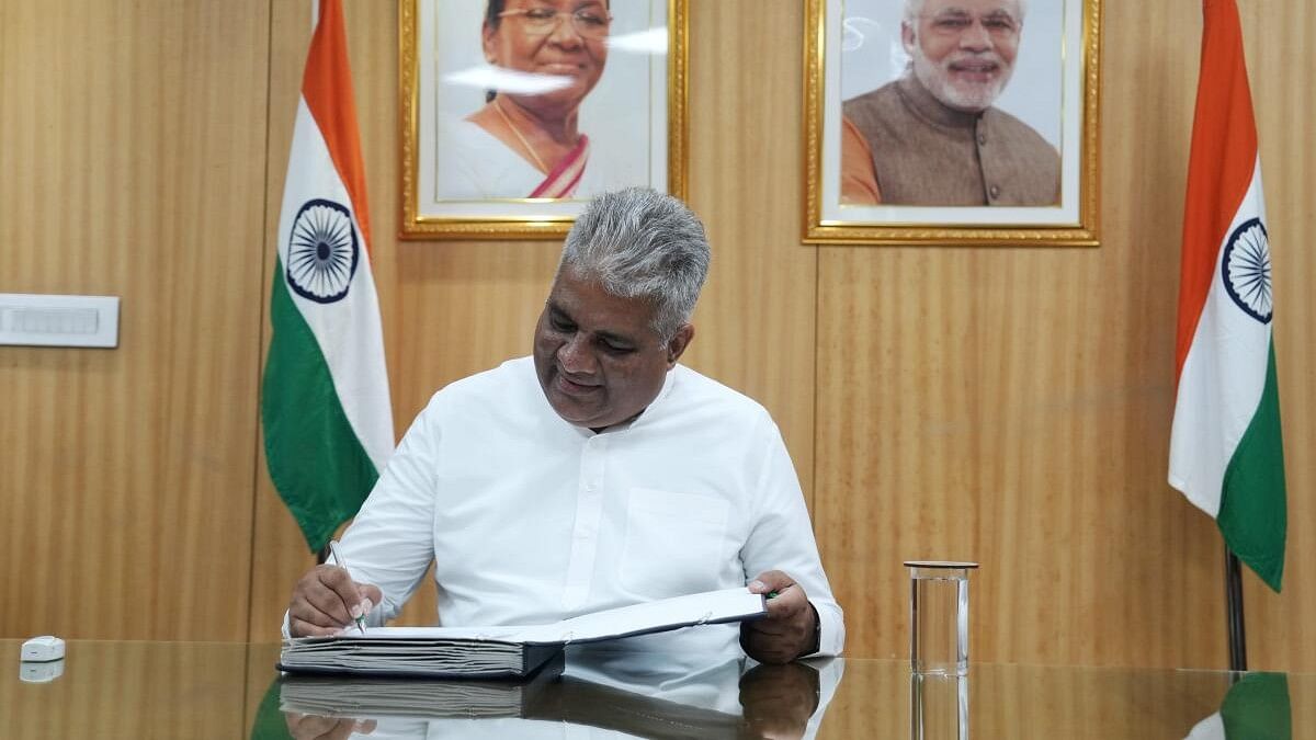 <div class="paragraphs"><p>BJP MP Bhupender Yadav takes charge as Environment, Forest and Climate Change Minister a day after the portfolio allocation, in New Delhi, Tuesday on June 11, 2024.</p></div>