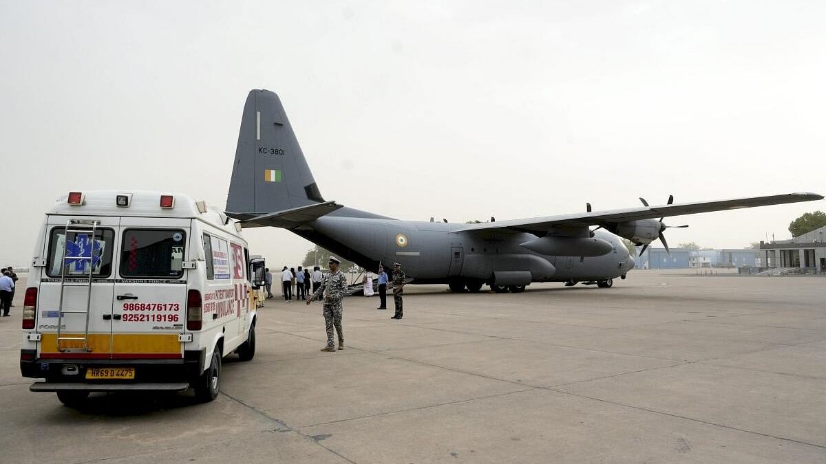 <div class="paragraphs"><p>Bodies of the Kuwait fire tragedy victims being places in ambulance after they were brought by a special flight at the Palam Technical Airport in New Delhi on June 14.&nbsp;</p></div>