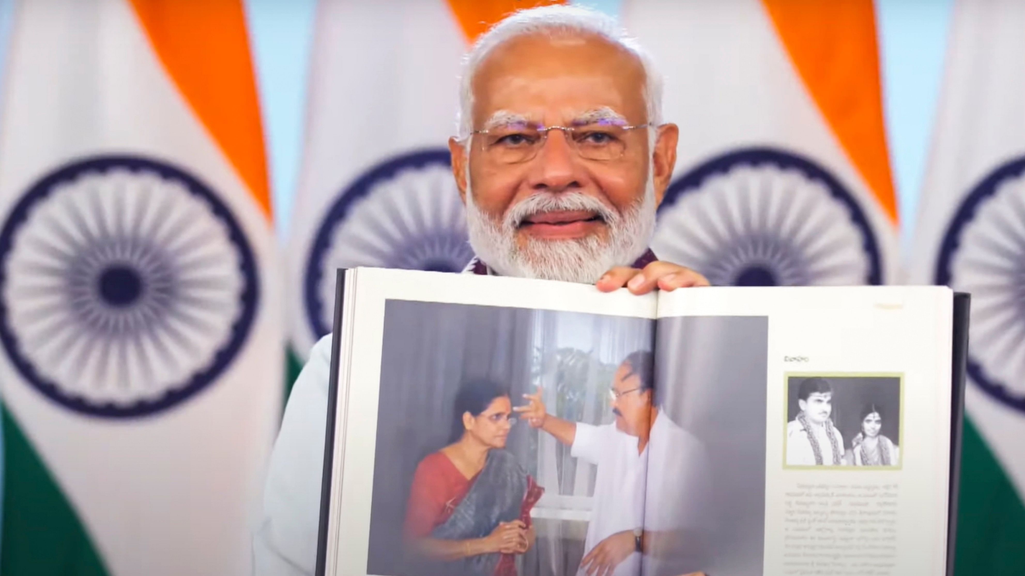 <div class="paragraphs"><p> Prime Minister Narendra Modi releases three books on the life and journey of former Vice President M. Venkaiah Naidu via video conference.</p></div>