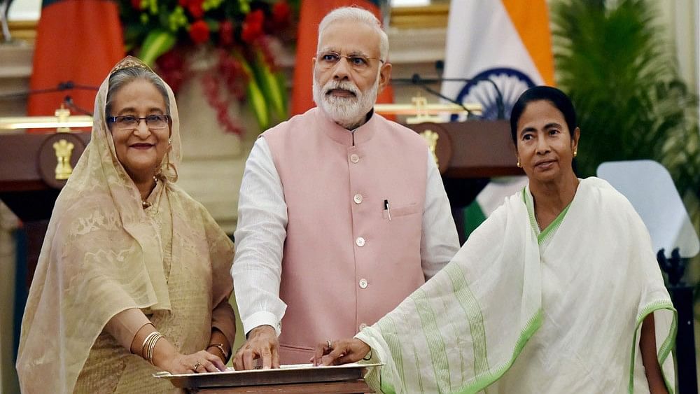 <div class="paragraphs"><p>File photo of West Bengal Chief Minister Mamata Banerjee's with PM Modi and&nbsp;Bangladesh PM Sheikh Hasina&nbsp;</p></div>