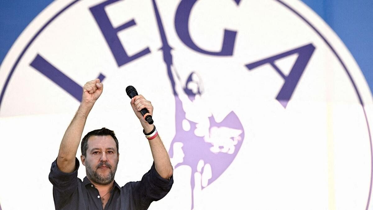 <div class="paragraphs"><p>Matteo Salvini, leader of the League party, attends a rally.</p></div>