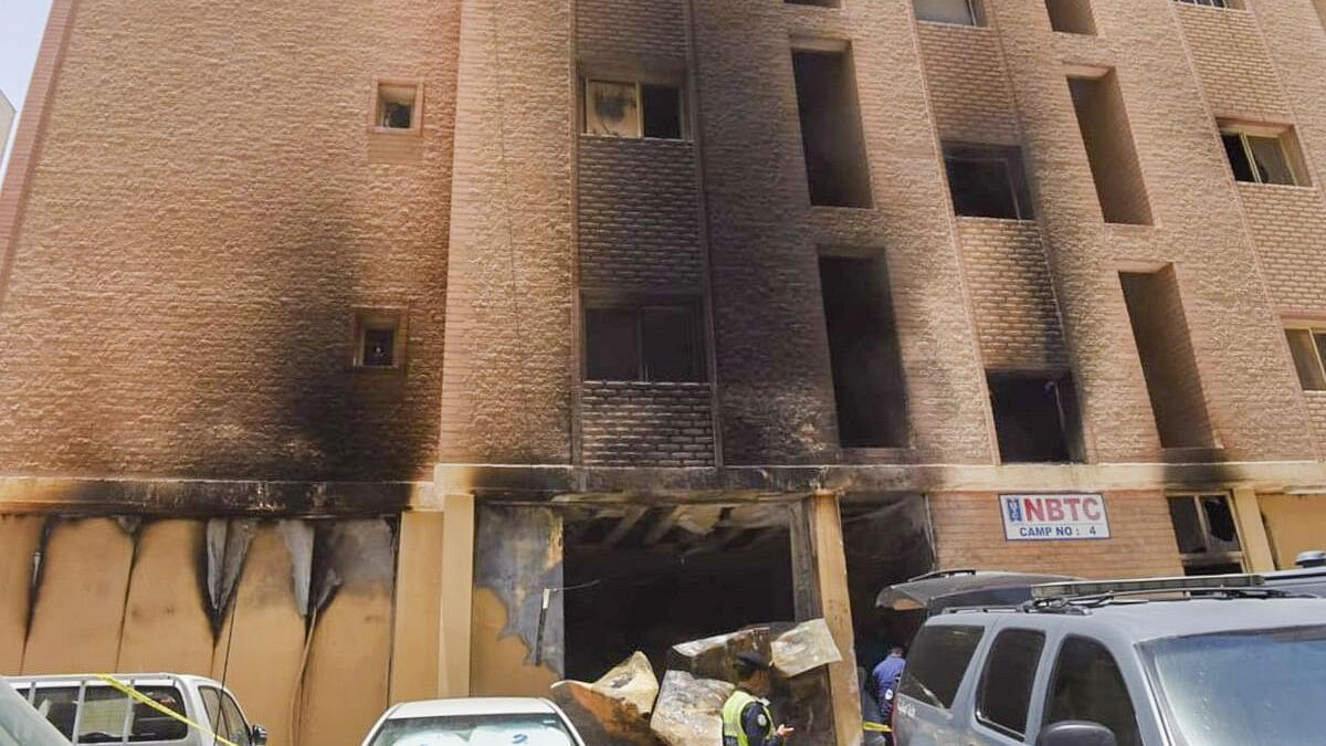 <div class="paragraphs"><p>The burnt building where a fire broke out killing in Mangaf, Kuwait.</p></div>
