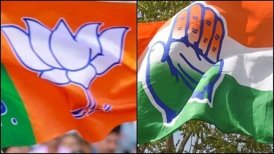 <div class="paragraphs"><p> BJP and  Congress flags.</p></div>