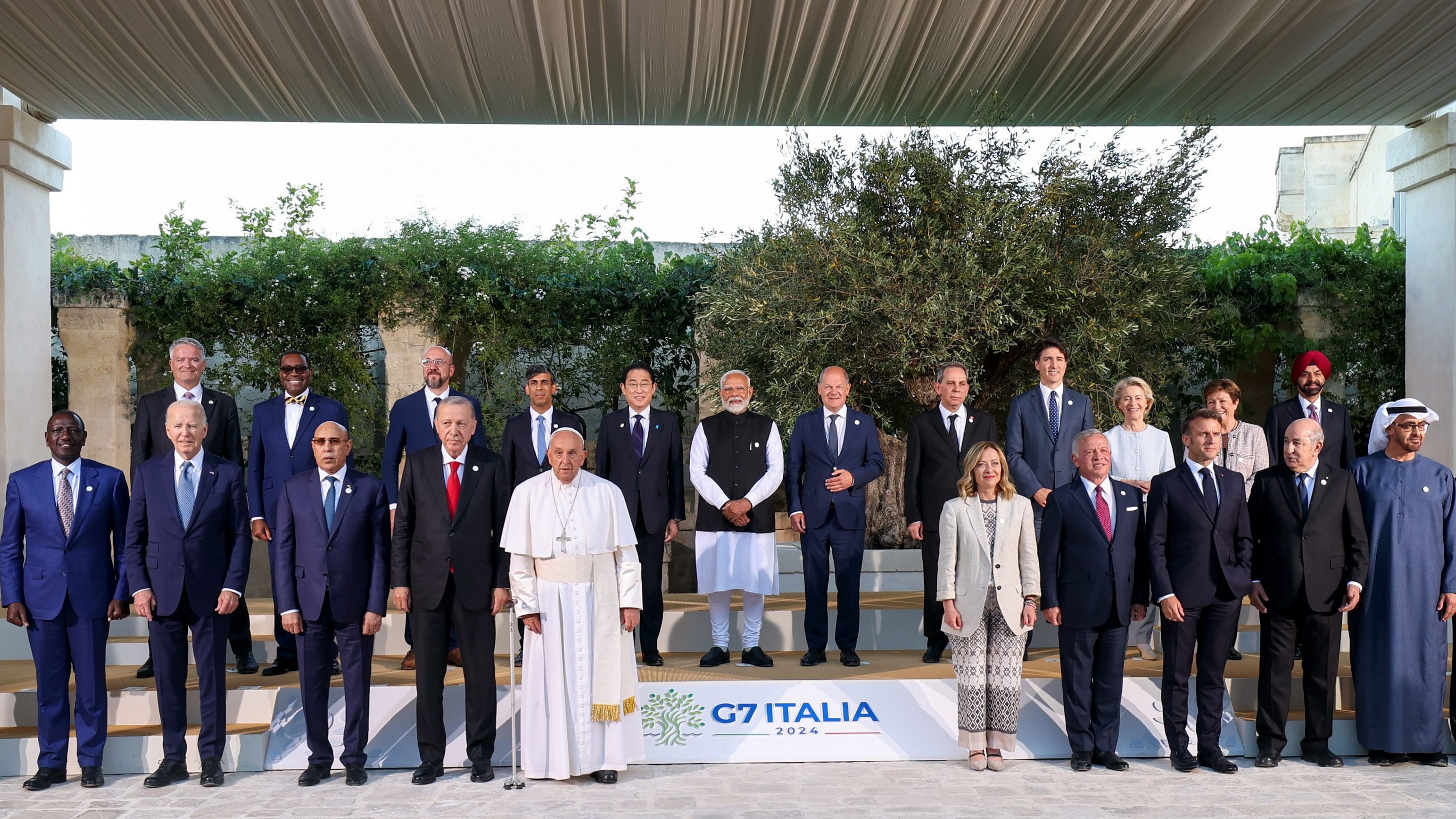 <div class="paragraphs"><p>PM Modi with world leaders at the G7 Summit in Italy.</p></div>