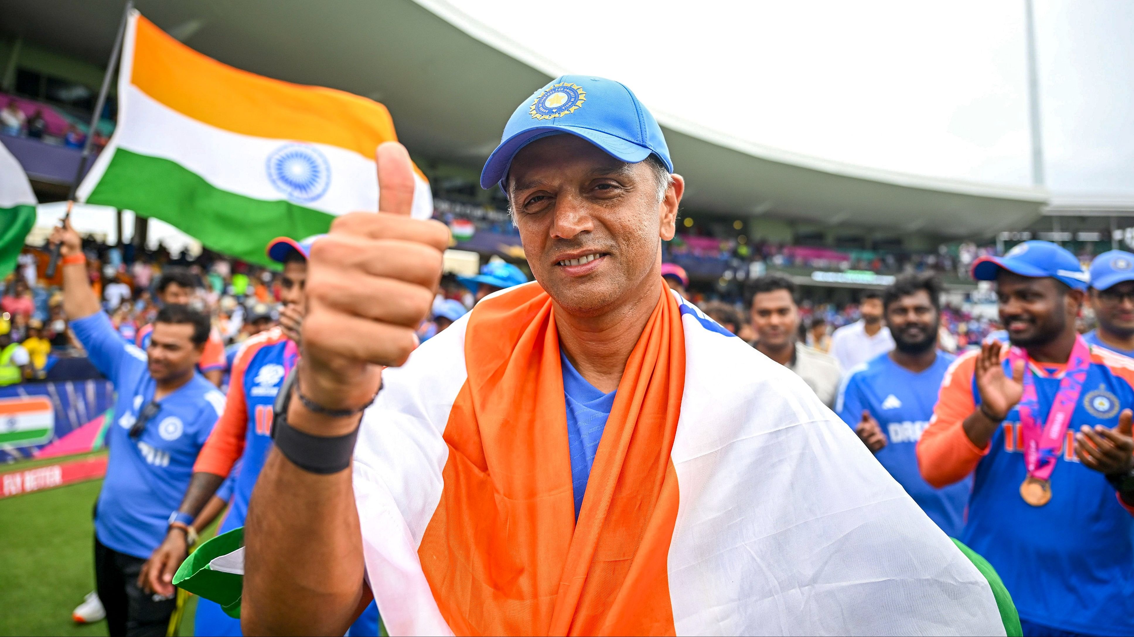 <div class="paragraphs"><p>India's head coach Rahul Dravid  is over the moon after winning the ICC T20 World Cup trophy on Saturday.</p></div>