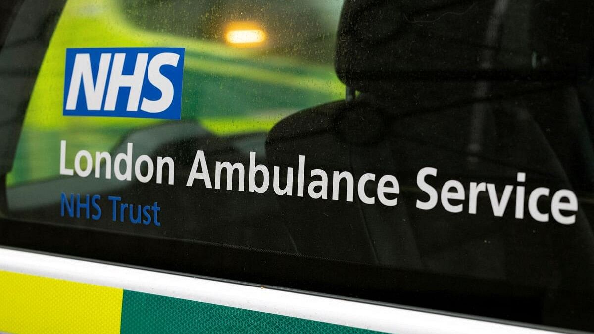 <div class="paragraphs"><p>he NHS London Ambulance Service sign is seen on an ambulance in London, Britain. (Representative image)</p></div>