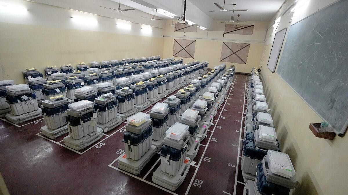 <div class="paragraphs"><p>EVMs inside a strong room at a counting centre on the day of counting of votes for Lok Sabha elections, at a college in Chennai, Tuesday, June 4, 2024.</p></div>