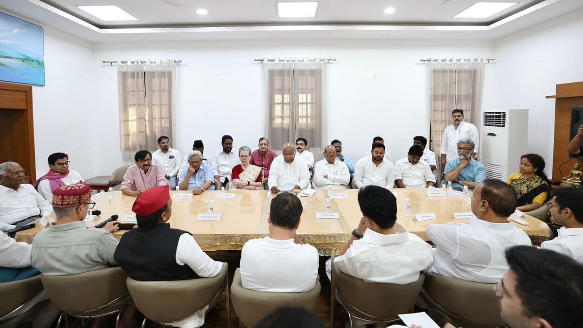 <div class="paragraphs"><p>The decision was taken at a meeting of 33 leaders from 20 parties chaired by Congress president Mallikarjun Kharge.</p></div>