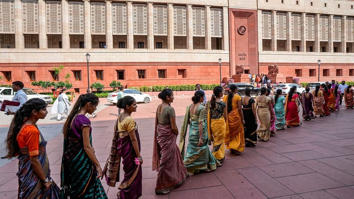 <div class="paragraphs"><p>Women visitors at Parliament on the day of debate on the women’s reservation bill in September 2023. </p></div>