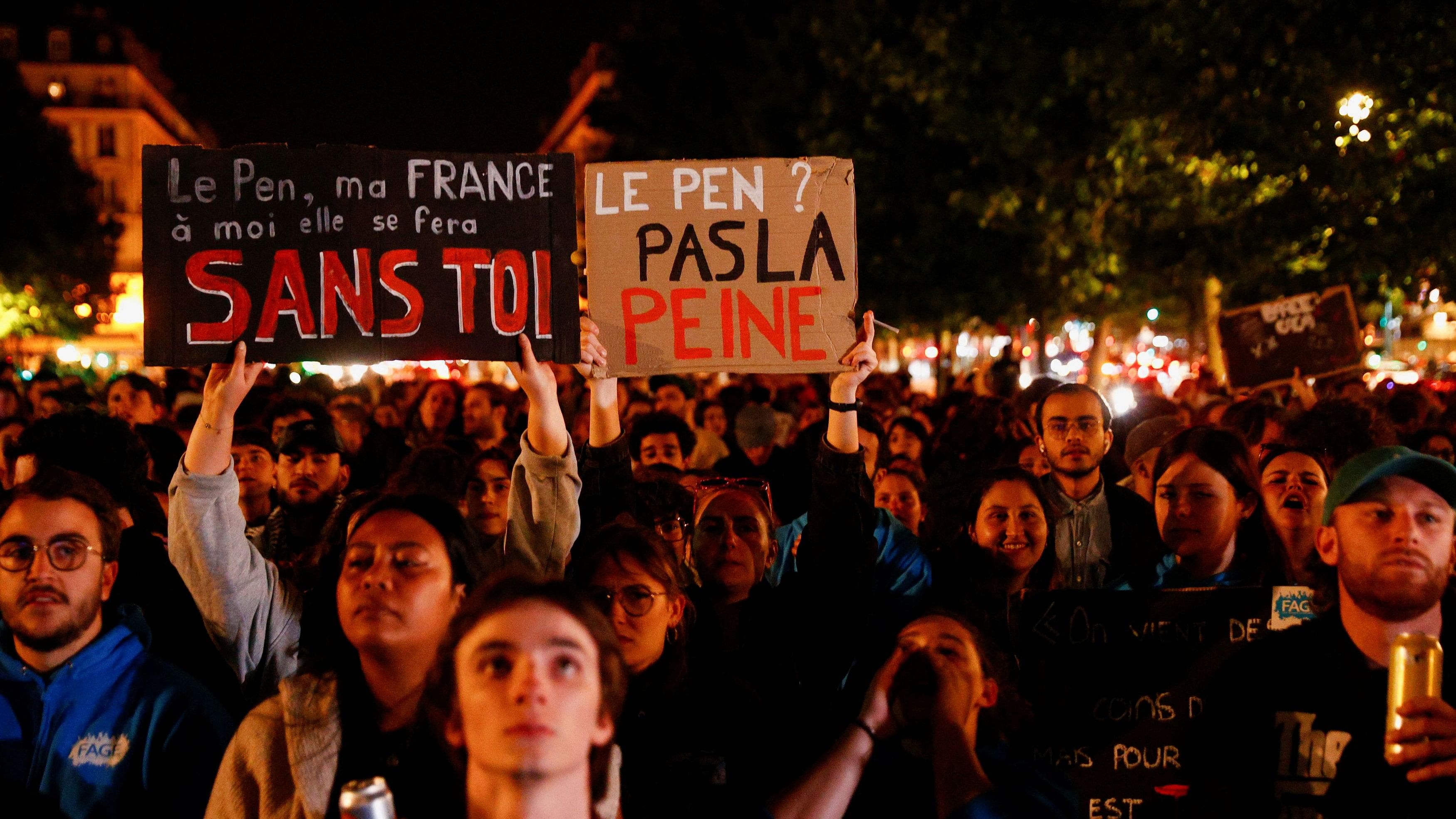 <div class="paragraphs"><p>People gather on the Place de Republique following the results of the European elections, in Paris, France June 9, 2024.</p></div>