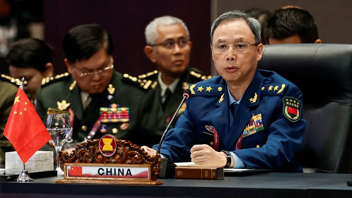 China's Deputy Chief of Staff of the Joint Staff Department Air Lieutenant General Jing Jianfeng speaks during the 10th Association of Southeast Asian Nations  Defense Ministers' Meeting Plus in Jakarta, Indonesia, November 16, 2023. REUTERS/Willy Kurniawan/Pool