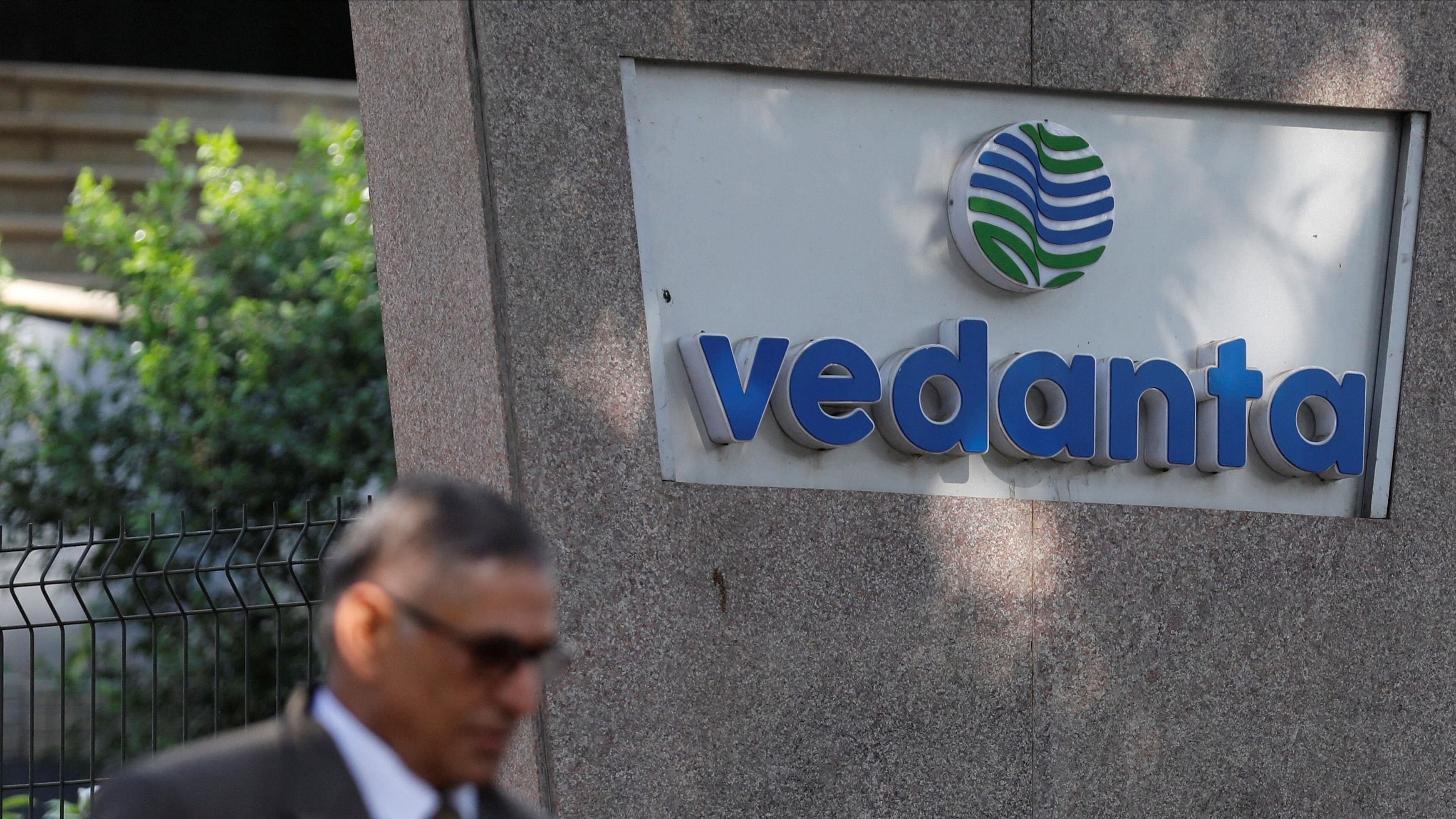 <div class="paragraphs"><p>The logo of Vedanta outside its headquarters in Mumbai, Maharashtra.</p></div>