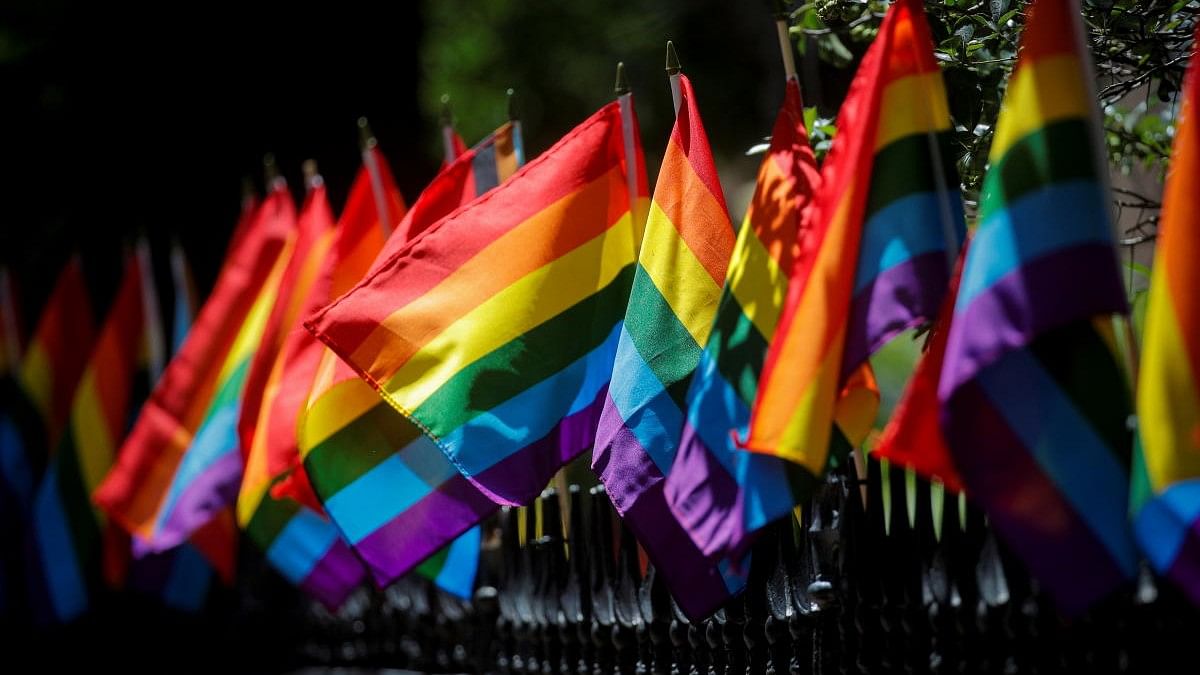 <div class="paragraphs"><p>Pride flags are used to celebrate Pride Month at the Stonewall National Monument at Christopher Park adjacent to The Stonewall Inn, in the Greenwich Village section of New York City.</p></div>