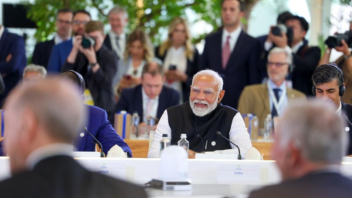 <div class="paragraphs"><p>Prime Minister Narendra Modi during G7 Outreach Session, in Savelletri Di Fasano, Italy, Friday, June 14, 2024.</p></div>