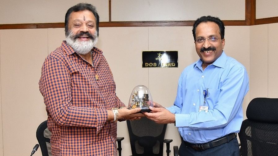 <div class="paragraphs"><p>Suresh Gopi (L) and S Somanath during the minister's visit to the ISRO headquarters on Tuesday</p></div>