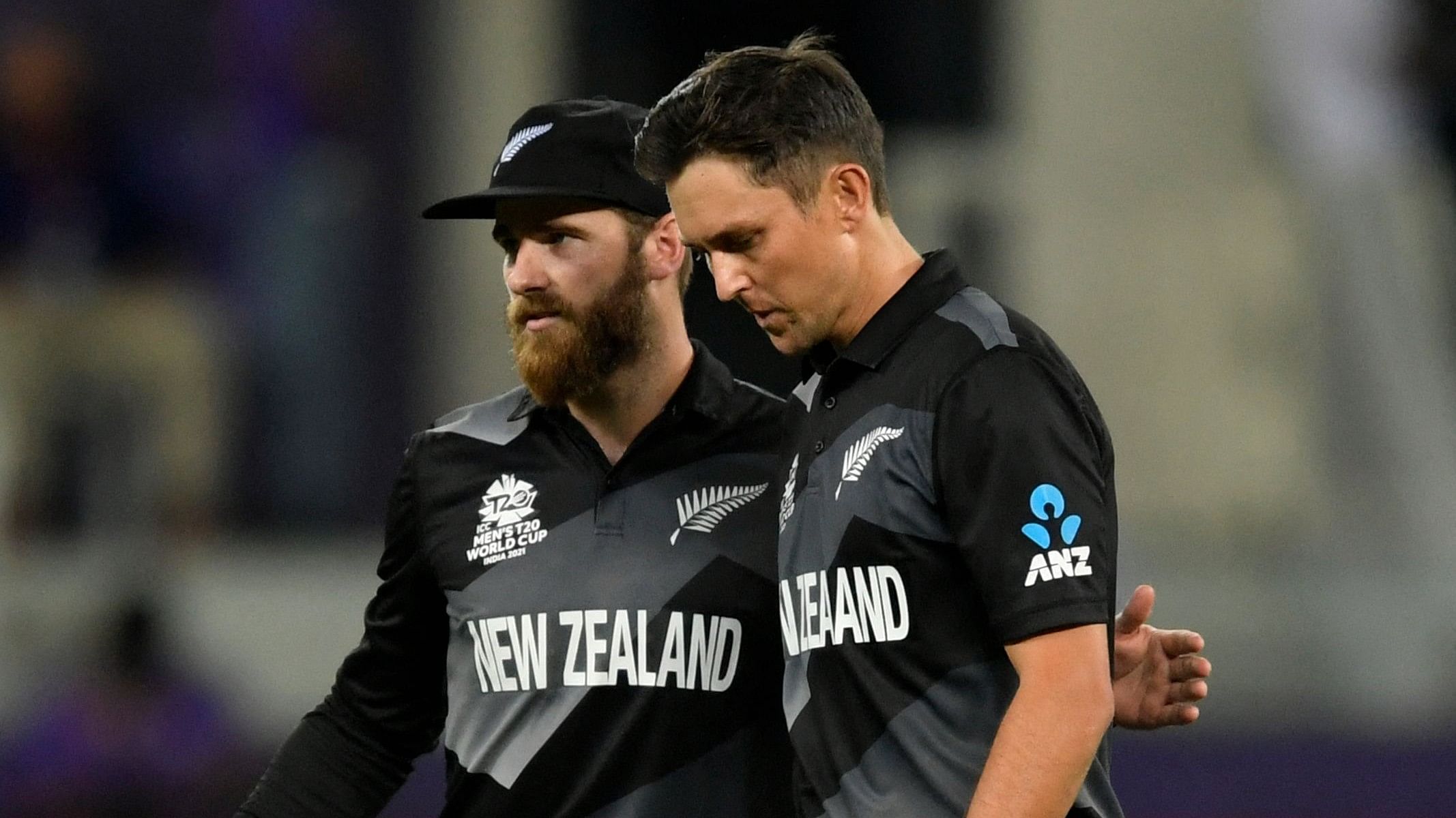 <div class="paragraphs"><p>New Zealand's captain Kane Williamson (L) greets his teammate Trent Boult</p></div>