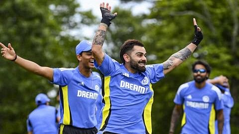 <div class="paragraphs"><p>Indian cricket team players Virat Kohli and Yashasvi Jaiswal during a training session ahead of the ICC Men's T20 World Cup cricket match between India and Pakistan, in New York, Friday, June 7, 2024. </p></div>