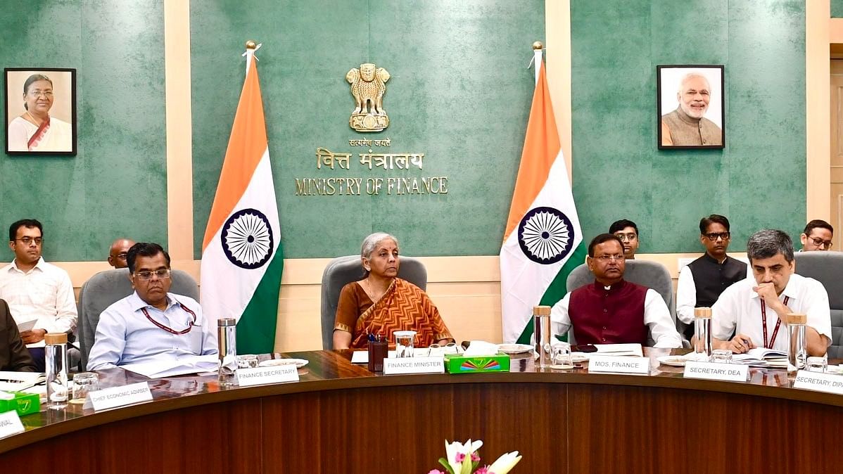 <div class="paragraphs"><p>Finance Minister Nirmala Sitharaman chairs the second Pre-Budget Consultation with leading experts of the financial and capital markets sector in connection with the forthcoming General Budget 2024-25 in New Delhi.</p></div>