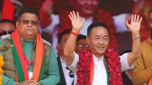 <div class="paragraphs"><p>(L to R)&nbsp;Two-time SKM legislator Sanjeet Kharel with Sikkim CM&nbsp;Prem Singh Tamang.</p></div>