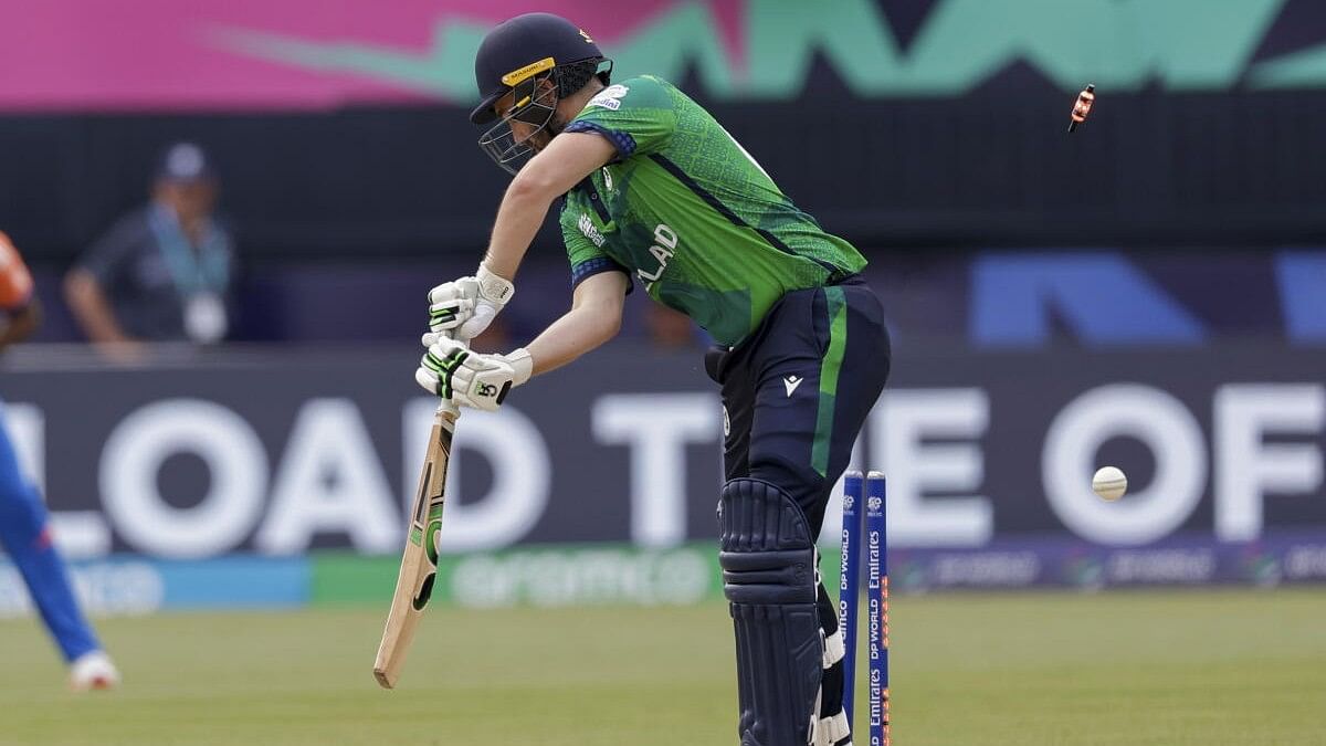 <div class="paragraphs"><p>Ireland's Andrew Balbirnie is bowled by India's Arshdeep Singh for five runs during an ICC Men's T20 World Cup cricket match at the Nassau County International Cricket Stadium in Westbury, New York.</p></div>