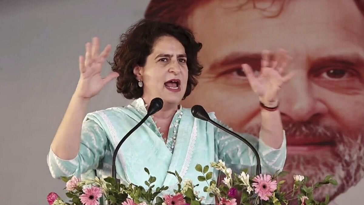 <div class="paragraphs"><p>Congress leader Priyanka Gandhi Vadra addresses a public meeting.</p></div>