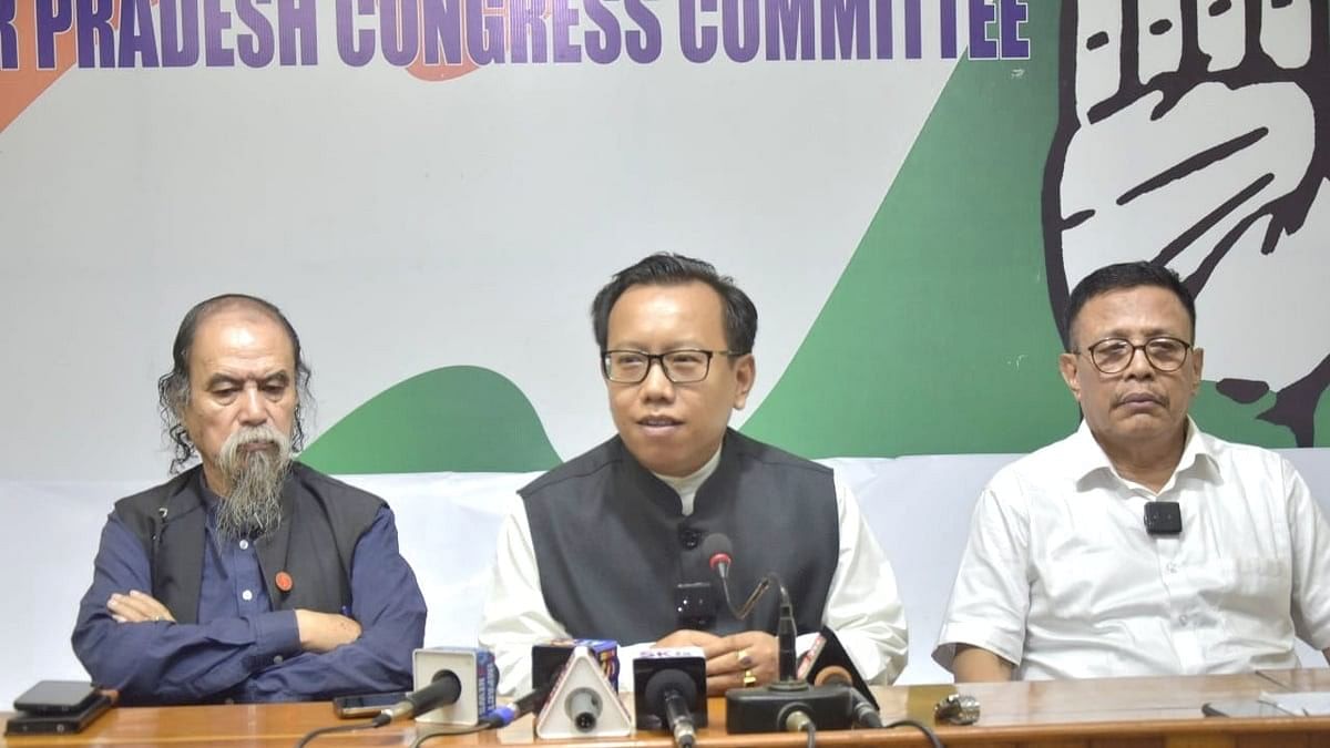 <div class="paragraphs"><p>Congress leader in Manipur Ningombam Bupenda Meitei in Imphal on Monday.&nbsp;</p><p></p></div>