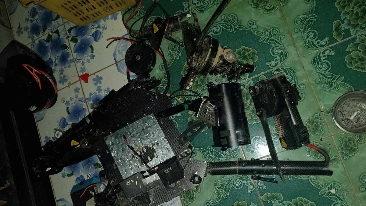 <div class="paragraphs"><p>Debris reportedly belonging to a drone, which was shot down by Myanmar resistance fighters, is pictured in southeastern Myanmar, in this handout picture released June 11, 2024.  </p></div>