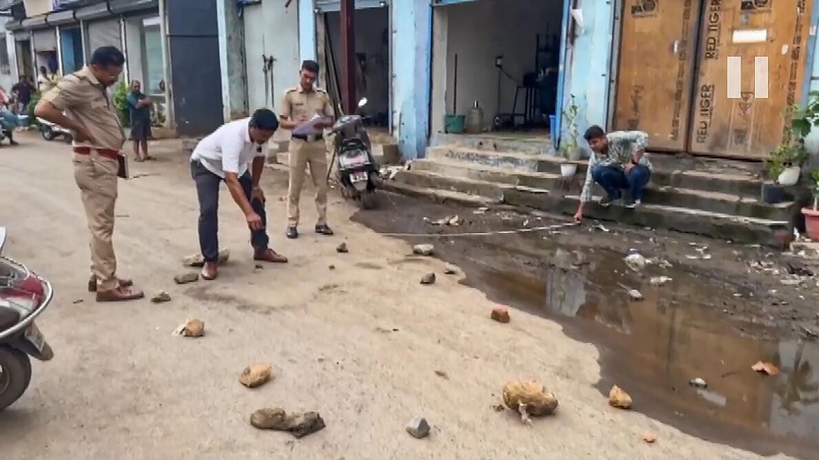 <div class="paragraphs"><p>Police personnel conduct investigation after a man killed his alleged girlfriend on a road, in Vasai of Palghar district, Maharashtra.</p></div>