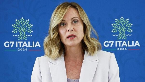 <div class="paragraphs"><p>Italian Prime Minister Giorgia Meloni holds a press conference after the annual G7 summit at the Borgo Egnazia resort, in Savelletri, Italy June 15, 2024.</p></div>