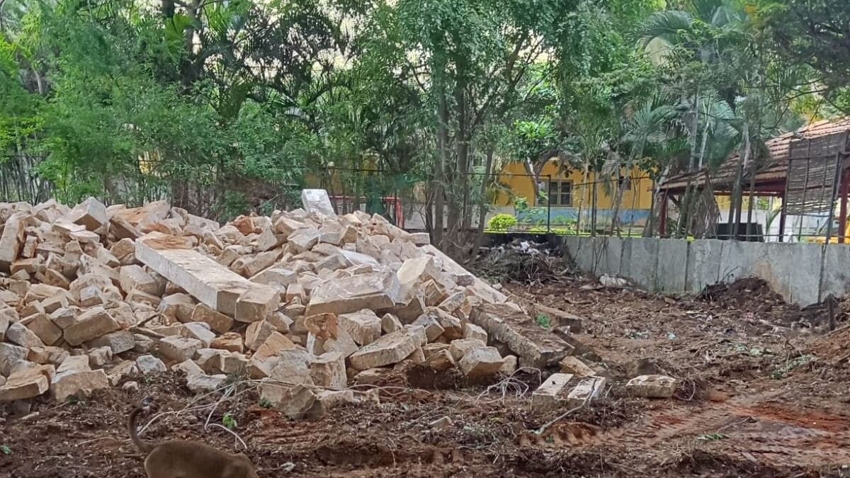 Remains of the razed structure in Kannuru.