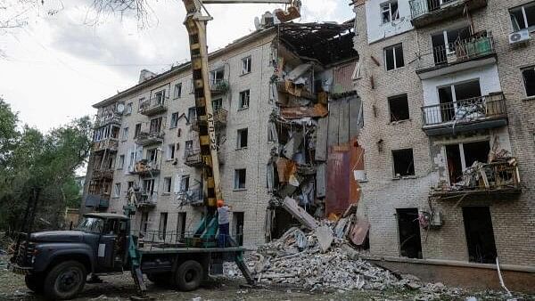 <div class="paragraphs"><p>Emergency specialists work at a multi-storey residential building damaged in recent shelling by US-supplied ATACMS missiles, according the Russian Defence Ministry, in the course of Russia-Ukraine conflict in Luhansk, Russian-controlled Ukraine, June 7, 2024. </p></div>