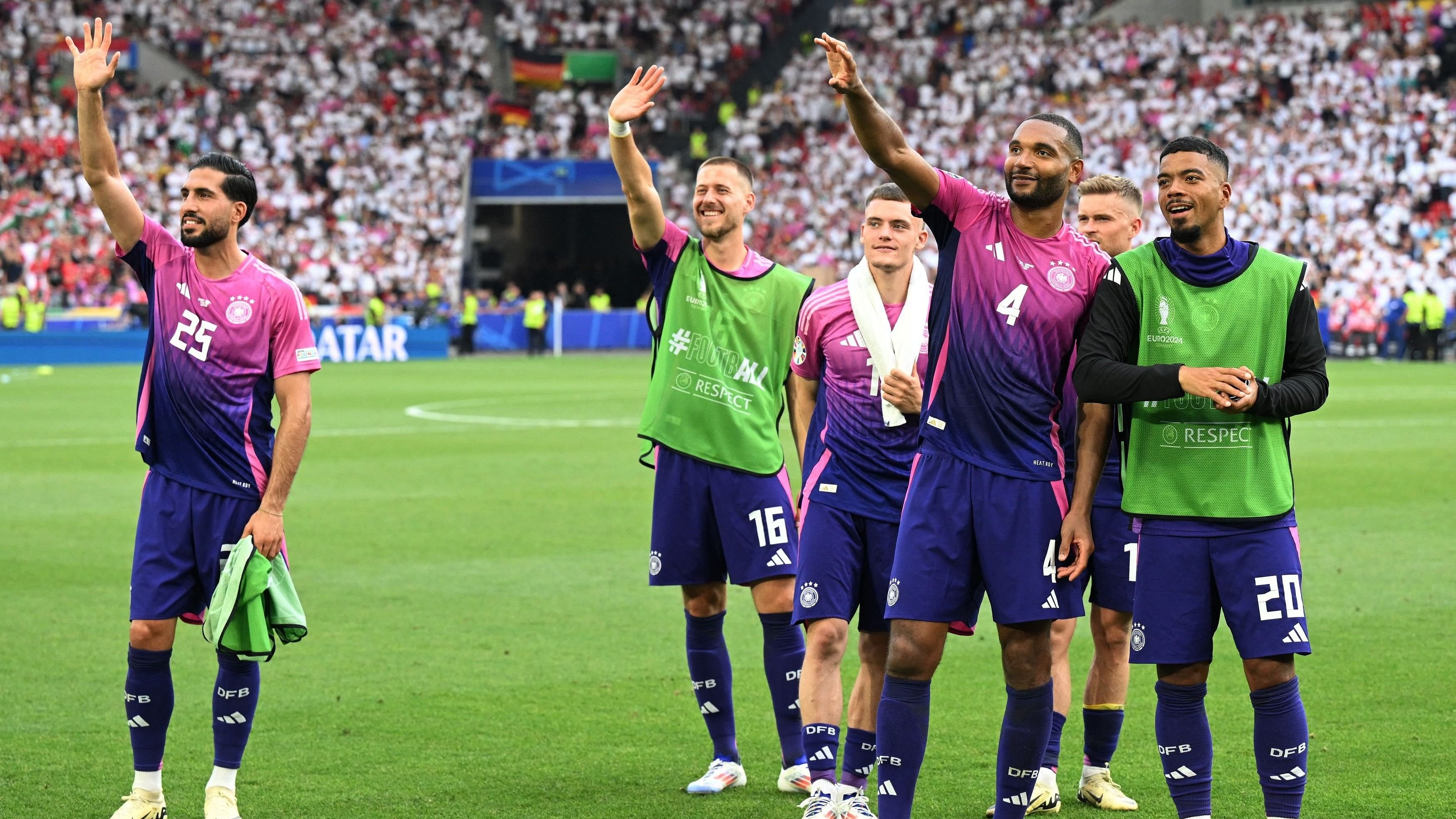 <div class="paragraphs"><p> Germany's Emre Can, Waldemar Anton, Jonathan Tah and Benjamin Henrichs celebrate after their win against Group A opponents Hungary at Euro 2024.</p></div>