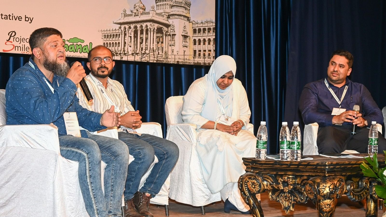 <div class="paragraphs"><p>Syed Tousif, Programme Manager Project Smile, Shuaib Muhammed, National Head Health, Nabeela Shah, HBS Hospital and Faraz Syed Mohammed of Aladamara Foundation participate in a discussion at the Second Annual Conference on Homelessness and Collaborative Responses Organised by Namma Kutumba-The Bangalore Homeless Programme in Bengaluru on Saturday. </p></div>