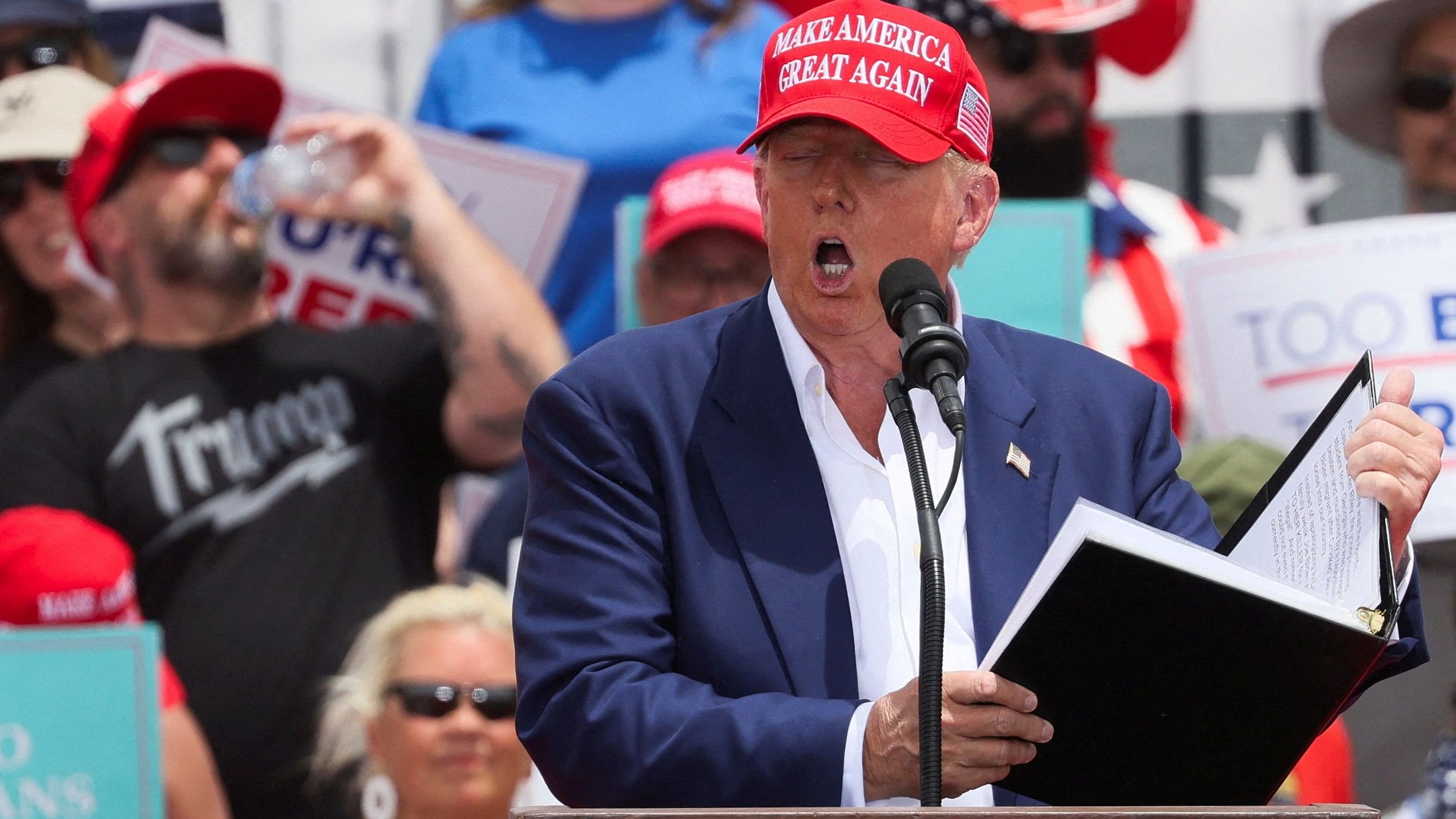 <div class="paragraphs"><p>Republican presidential candidate and former U.S. President Donald Trump speaks during a campaign event, in Las Vegas.</p></div>