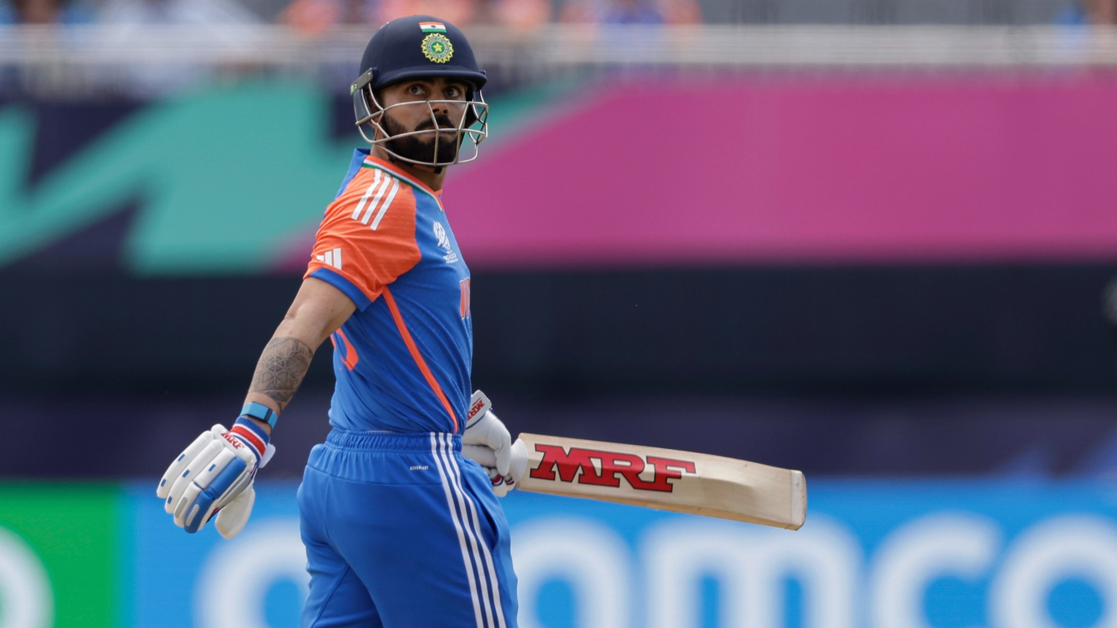 <div class="paragraphs"><p>Virat Kohli walks off the pitch after being dismissed for one run during an ICC Men's T20 World Cup cricket match against Ireland.</p></div>