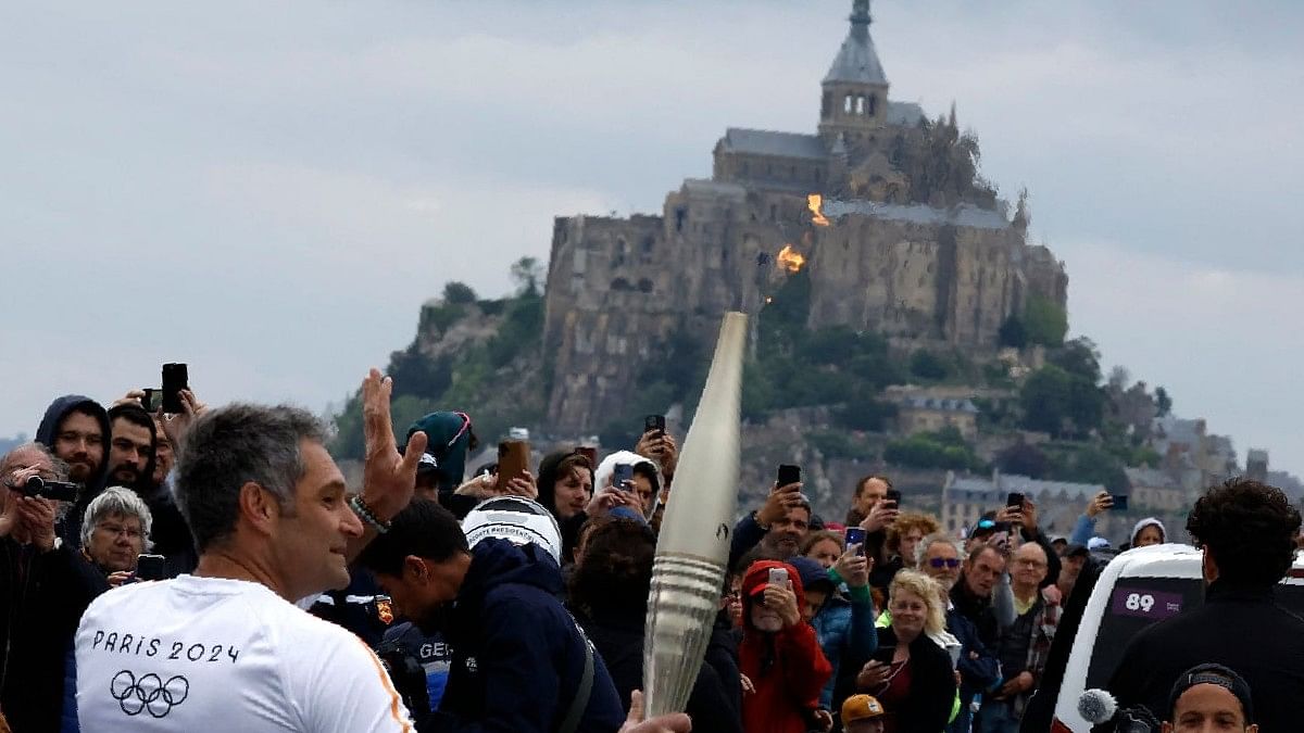 <div class="paragraphs"><p>Paris 2024 Olympics - Olympic Torch arrives at Mont-Saint-Michel Abbey - Le Mont-Saint-Michel, France.</p></div>