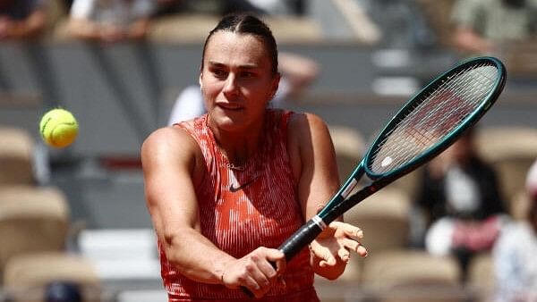 <div class="paragraphs"><p>Aryna Sabalenka in action during her fourth round match against Emma Navarro of the US during&nbsp; French Open in Paris, France on June 3, 2024.</p></div>