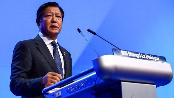 <div class="paragraphs"><p>Philippines' President Ferdinand Marcos Jr delivers a keynote address at the Shangri-La Dialogue, in Singapore, May 31, 2024.</p></div>