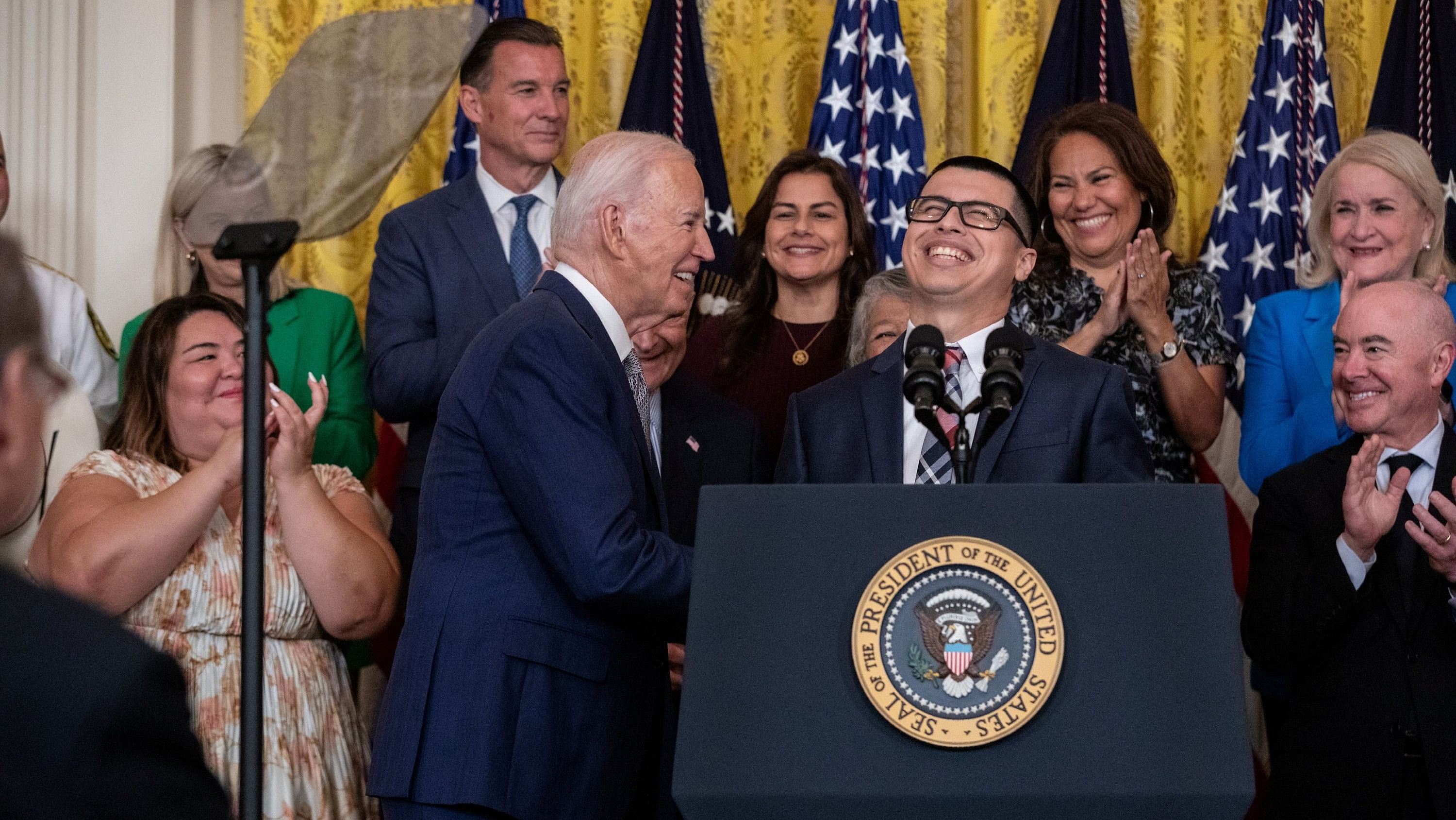<div class="paragraphs"><p>DACA recipient Javier Quiroz Castro introduces U.S. President Joe Biden, before&nbsp;the announcement an executive action to provide immigration relief for spouses of U.S. citizens, coinciding with the 12th anniversary of the Deferred Action for Childhood Arrivals  program, at the White House in Washington, U.S., June 18, 2024.</p></div>