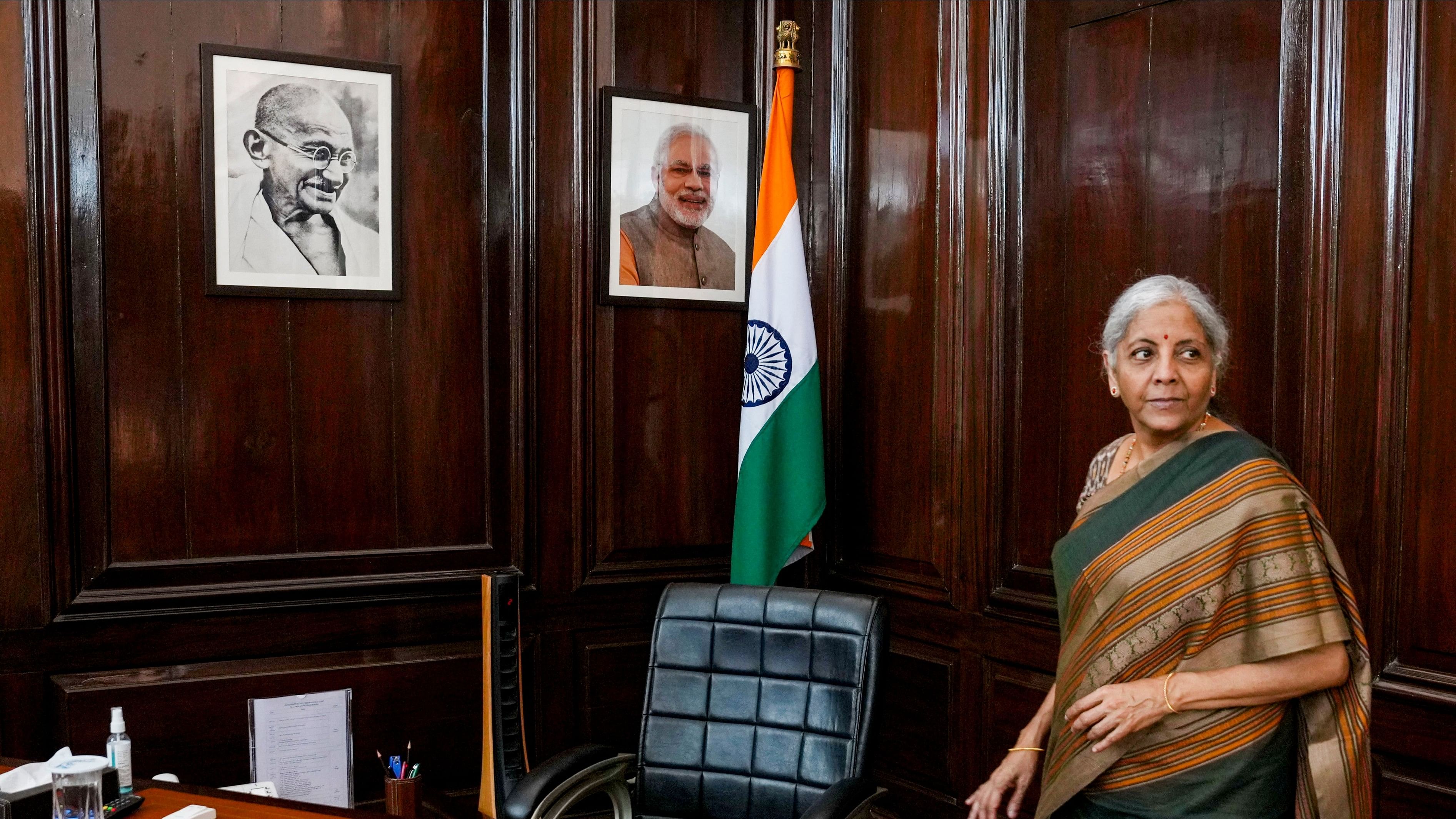 <div class="paragraphs"><p>BJP MP Nirmala Sitharaman arrives to assume charge as Finance Minister, at the South Block, in New Delhi, Wednesday, June 12, 2024.</p></div>