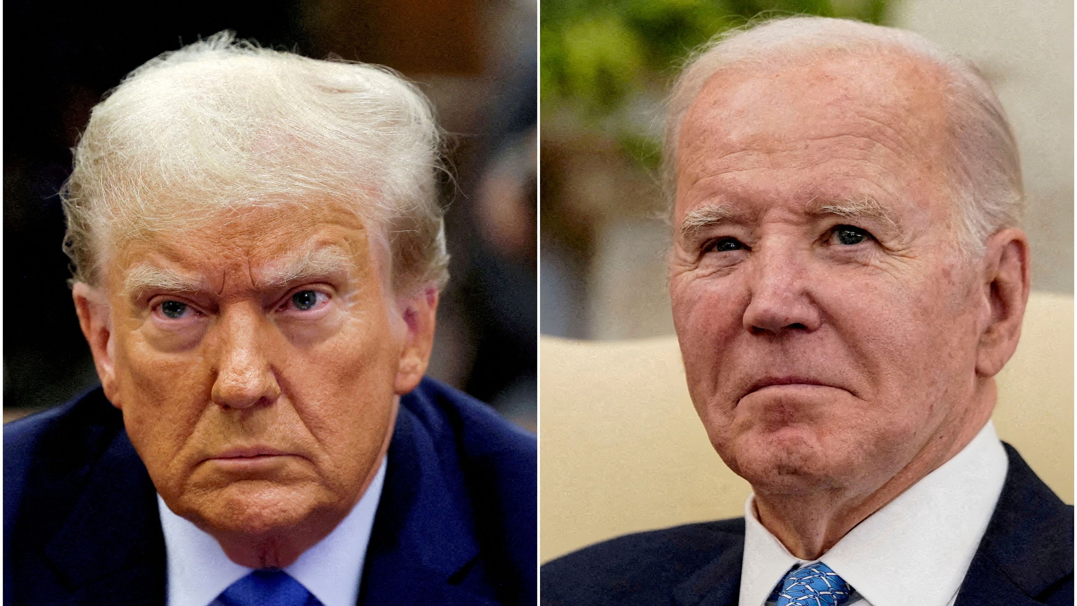 <div class="paragraphs"><p>Combination picture showing former US President Donald Trump and US President Joe Biden</p></div>