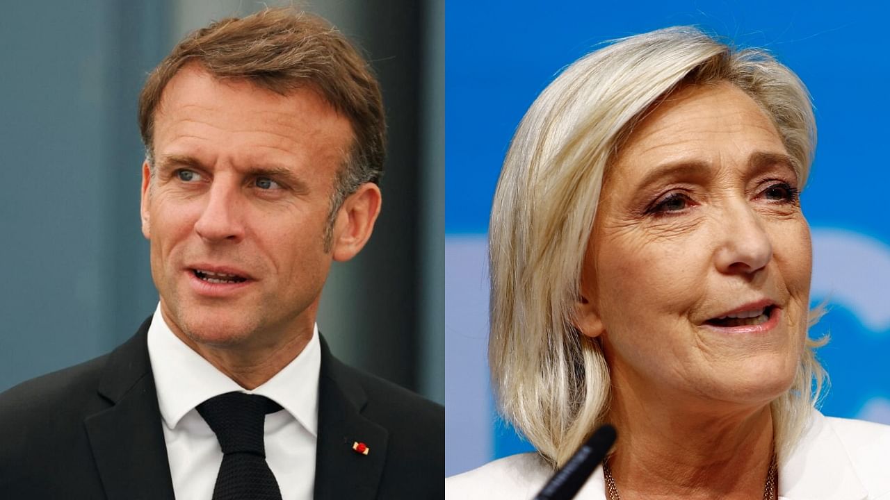 <div class="paragraphs"><p>French President Emmanuel Macron (L) and French lawyer&nbsp;Marine Le Pen (R).</p></div>