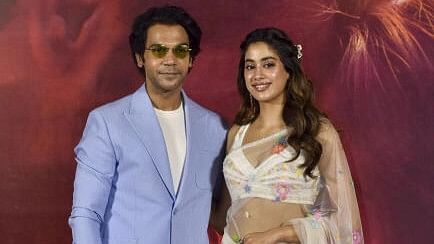 <div class="paragraphs"><p>Bollywood actors Rajkumar Rao and Janhvi Kapoor during song launch of their upcoming film 'Mr and Mrs Mahi', in Mumbai.</p></div>