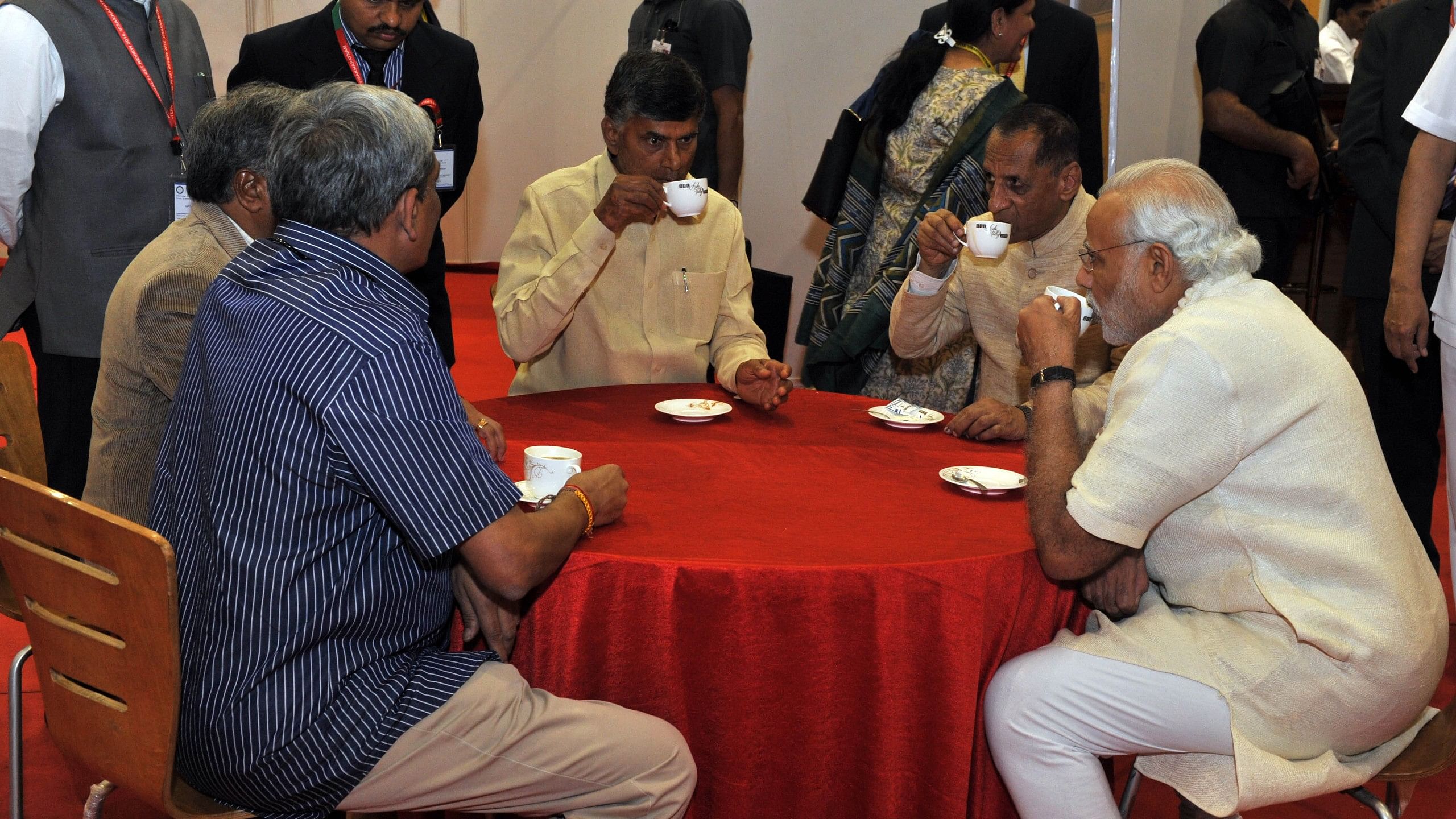 <div class="paragraphs"><p>PM Modi posted two pictures of him, Naidu and others enjoying a cup of Araku coffee in the port city of Visakhapatnam in 2016.</p></div>